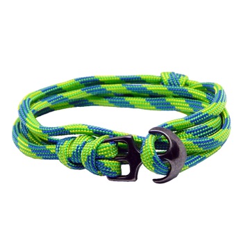 Bratara reglabila din snur paracord vernil cu verde si inchizatoare Ancora neagra Bratara reglabila din snur paracord vernil cu verde si inchizatoare Ancora neagra