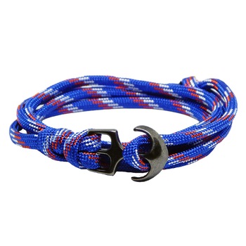 Bratara reglabila din snur paracord albastru si rosu si inchizatoare Ancora neagra Bratara reglabila din snur paracord albastru si rosu si inchizatoare Ancora neagra