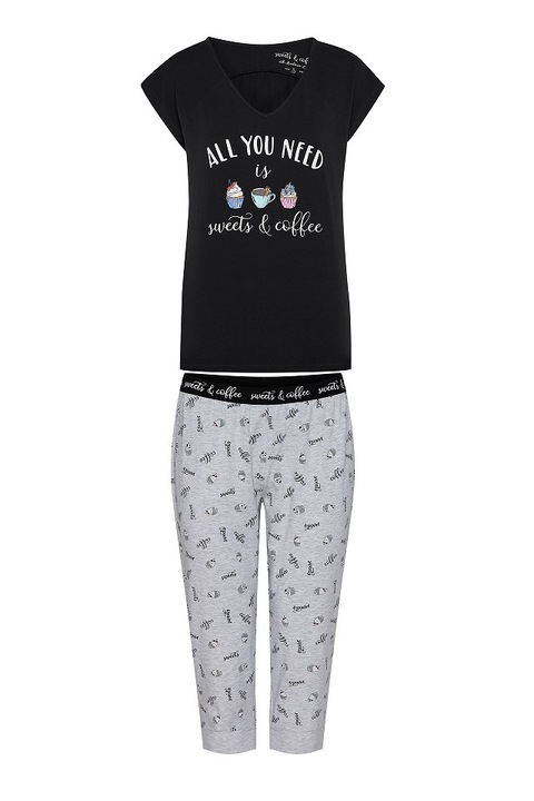 Pijama de dama Henderson Westley, scurte, Negru/Gri, Negru/Gri