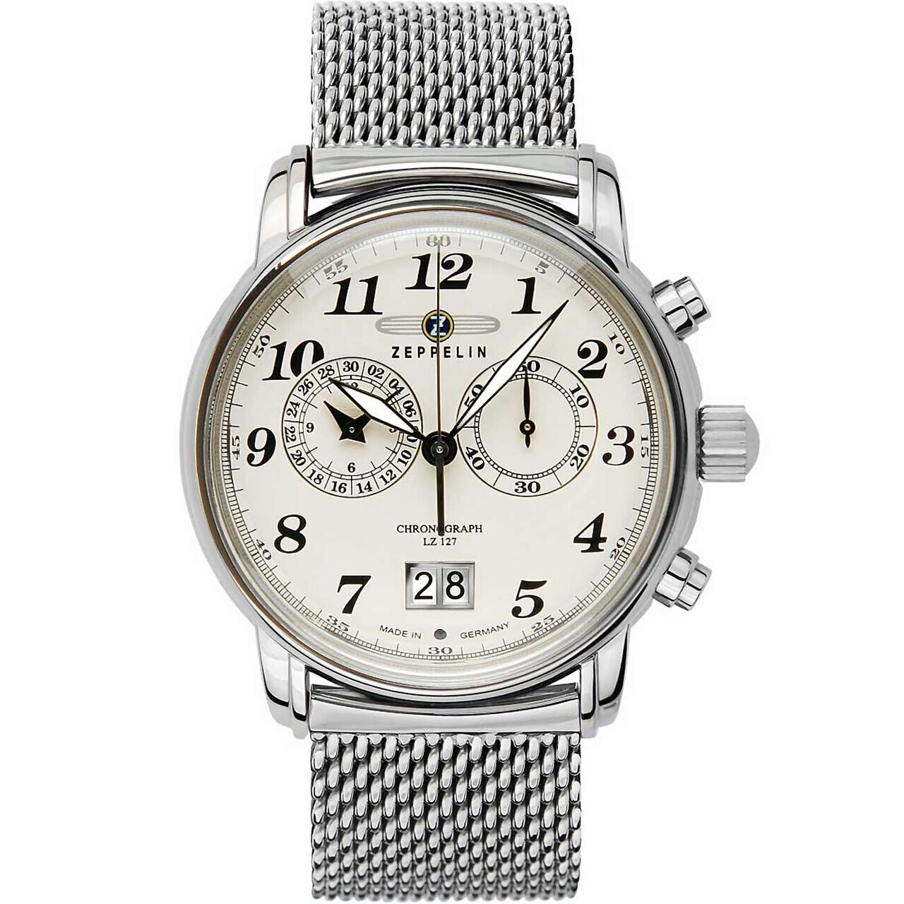 Ceas barbatesc Zeppelin 7684M-5, Quartz, 41mm, 5ATM, Argintiu