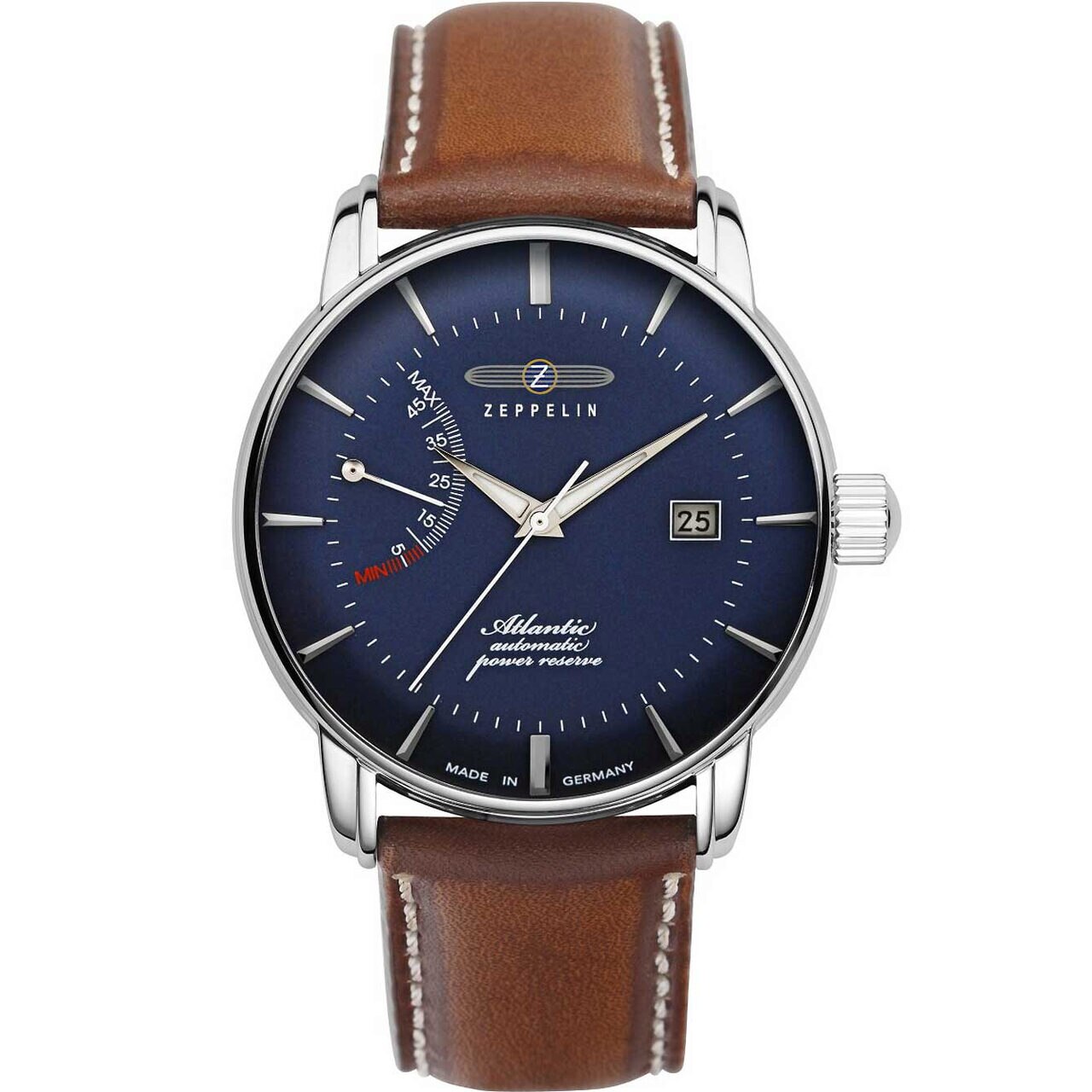 Ceas barbatesc Zeppelin 8462-3, Automatic, 43mm, 5ATM, Argintiu