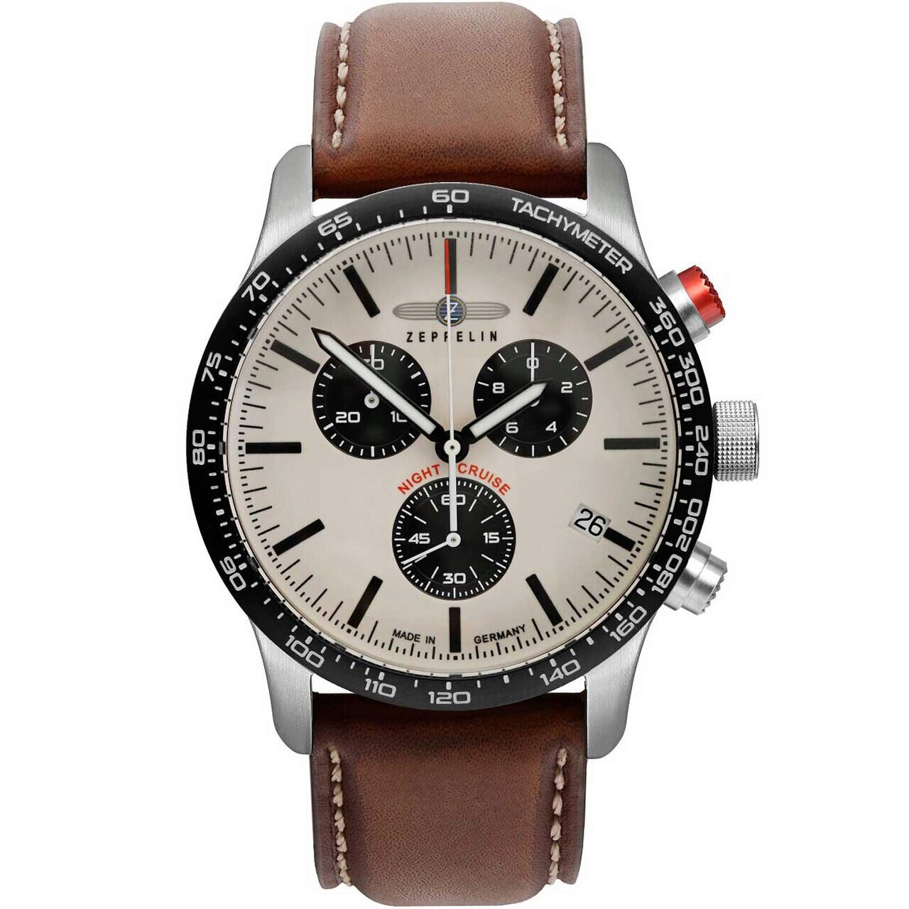 Ceas barbatesc Zeppelin 7296-1, Quartz, 42mm, 10ATM, Argintiu