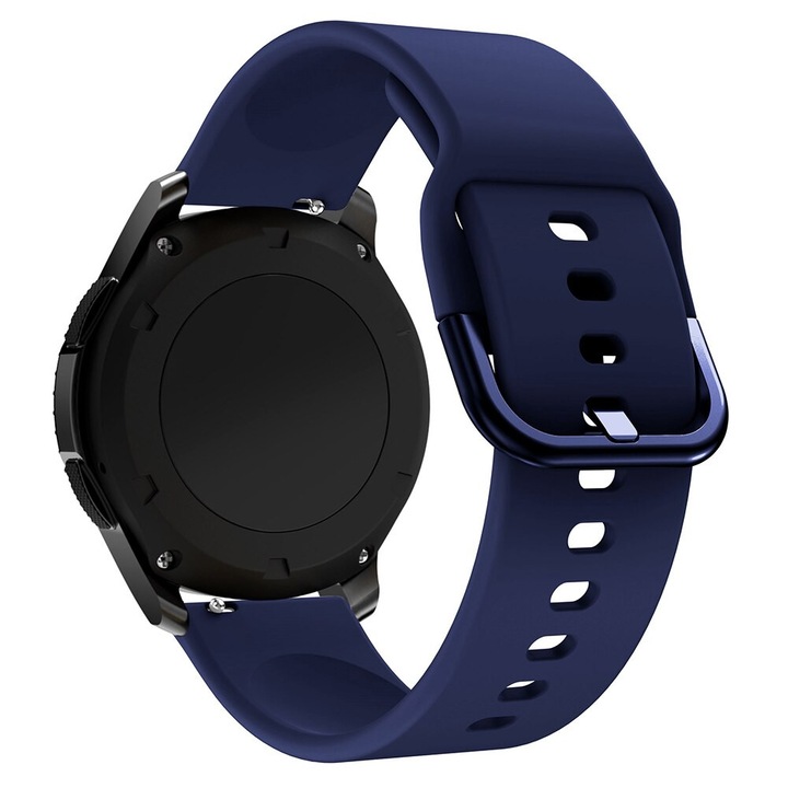 Curea Silicon Dark Blue 22mm Quick Release, Smooth, Fara Striatii Pentru Samsung Gear S3
