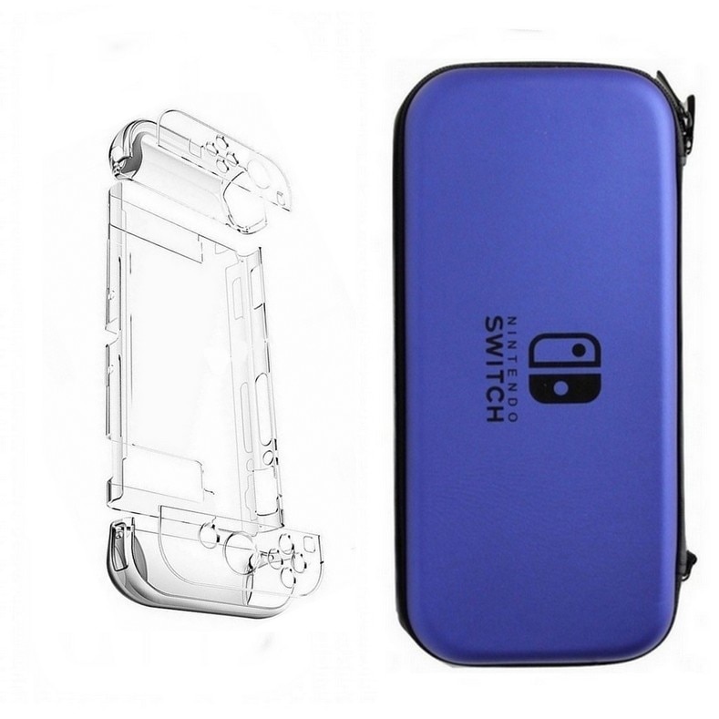 Set Husa Nintendo Switch Albastru + Protector Transparent Consola
