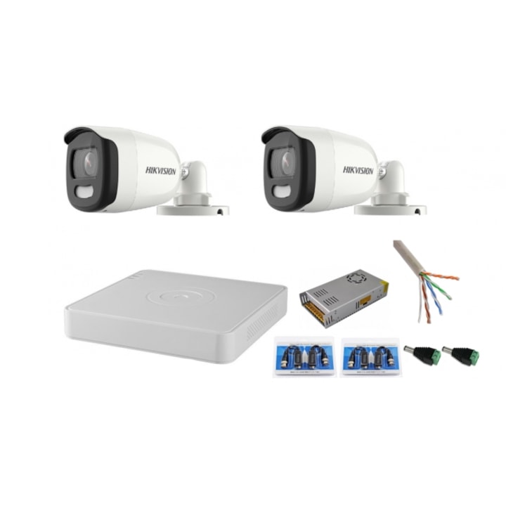 Sistem de supraveghere 8 camere Hikvision profesionale 2MP HDD 2 TB Inclus, UPS WELL 360W