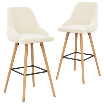 Set de 2 scaune de bar, vidaXL, Lemn de fag/Catifea, 48 x 55 x 106 cm, Crem Set de 2 scaune de bar, vidaXL, Lemn de fag/Catifea, 48 x 55 x 106 cm, Crem