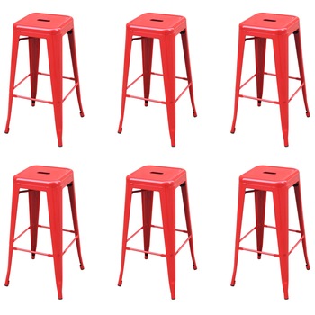 Set de 6 scaune de bar, vidaXL, Otel, 43 x 43 x 76 cm, Rosu Set de 6 scaune de bar, vidaXL, Otel, 43 x 43 x 76 cm, Rosu