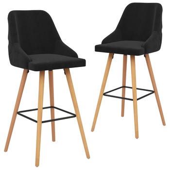 Set de 2 scaune de bar, vidaXL, Lemn de fag/Catifea, 48 x 55 x 106 cm, Negru Set de 2 scaune de bar, vidaXL, Lemn de fag/Catifea, 48 x 55 x 106 cm, Negru