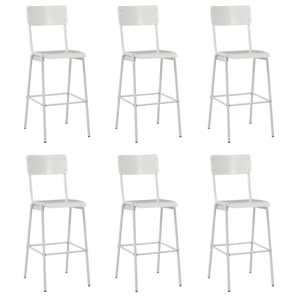 Set de 6 scaune de bar, vidaXL, Lemn/Otel, 41,5 x 59 x 116,5 cm, Alb
