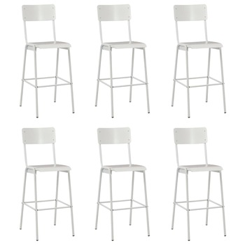Set de 6 scaune de bar, vidaXL, Lemn/Otel, 41,5 x 59 x 116,5 cm, Alb Set de 6 scaune de bar, vidaXL, Lemn/Otel, 41,5 x 59 x 116,5 cm, Alb
