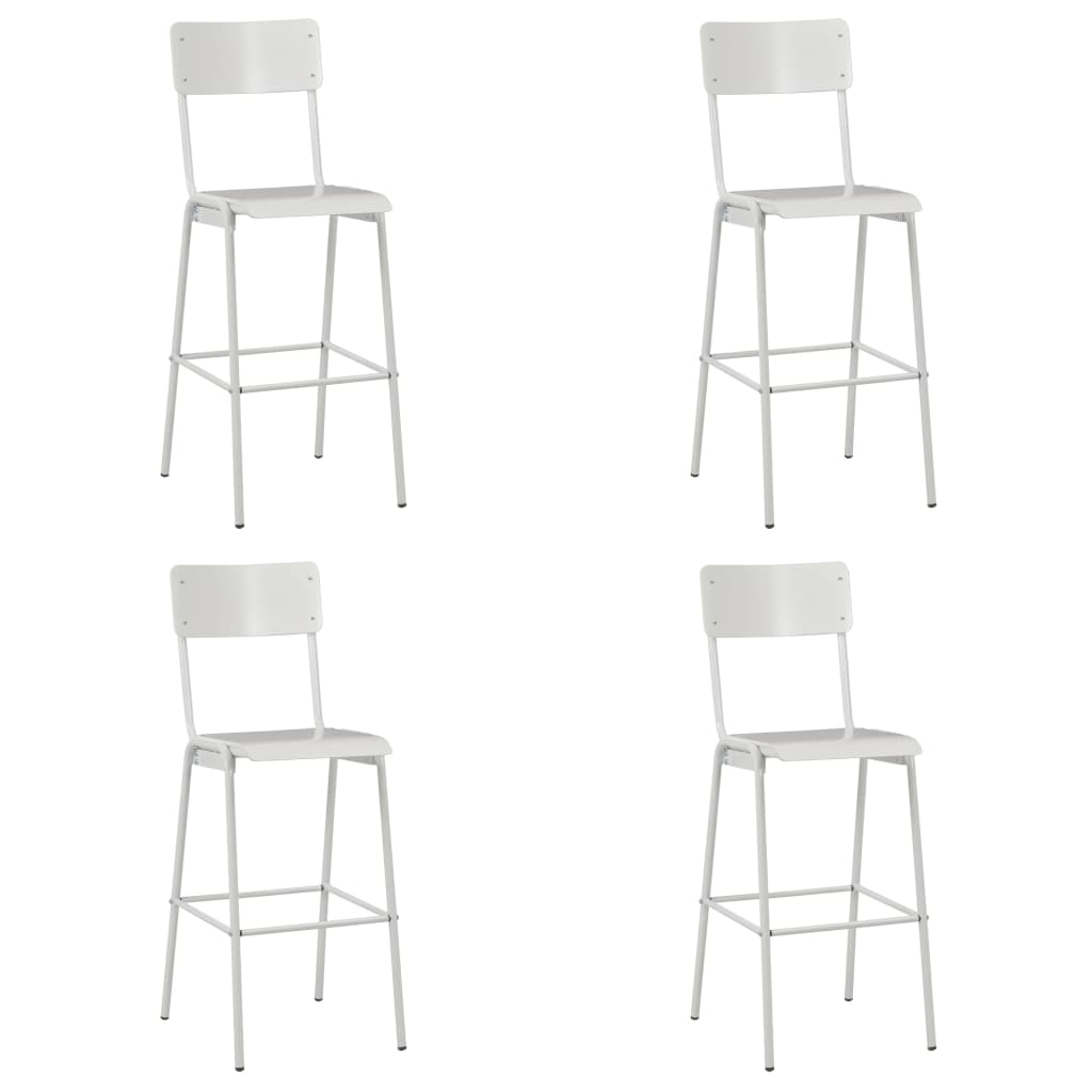 Set de 4 scaune de bar, vidaXL, Lemn/Otel, 41,5 x 59 x 116,5 cm, Alb