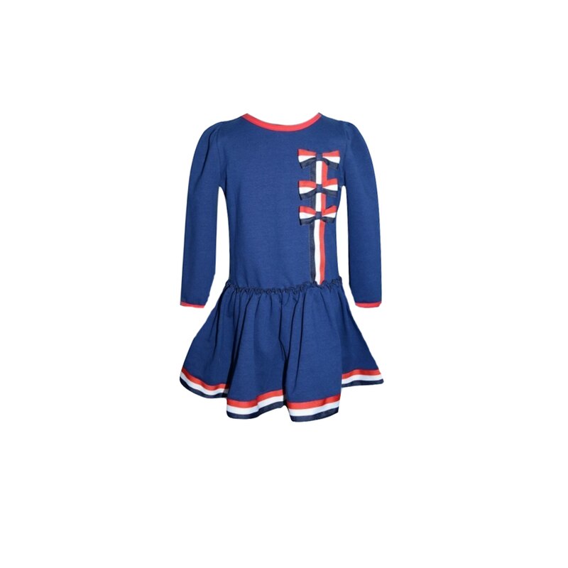Rochita eleganta pentru fete Mini Junior, imprimeu uni, Bleumarin
