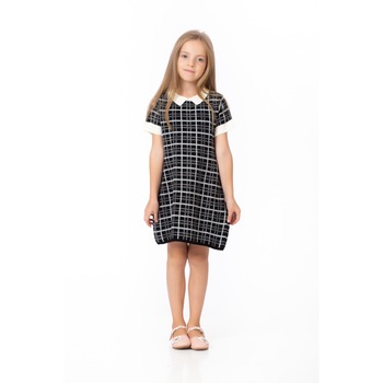 Rochie BE YOU cu carouri, Gri/Negru, 110-116 CM Rochie BE YOU cu carouri, Gri/Negru, 110-116 CM