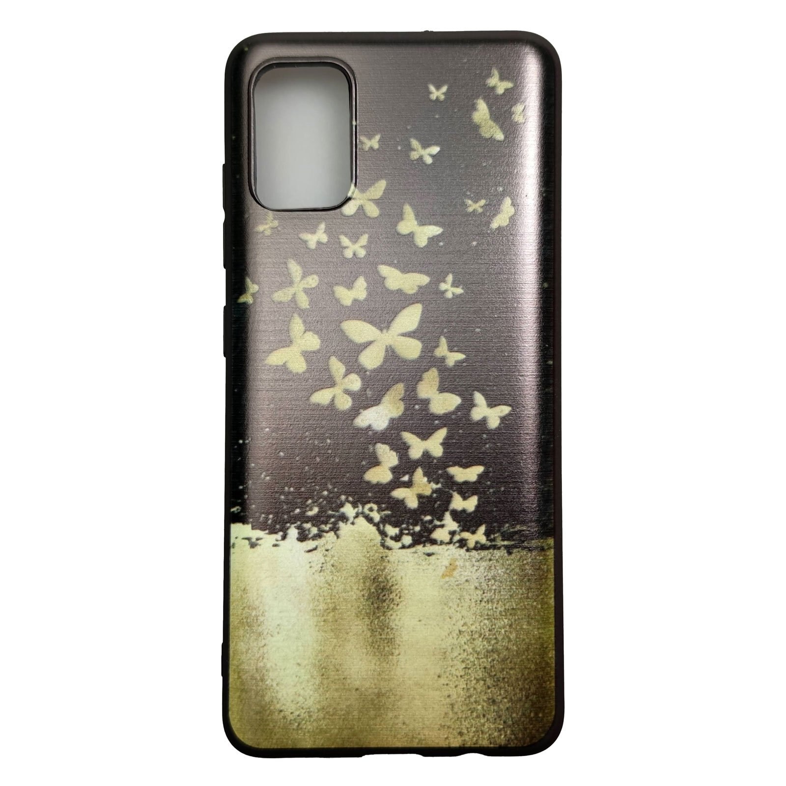 Husa Samsung Galaxy A51 model Gold Butterflies, Silicon, Antisoc, Viceversa Negru/Auriu