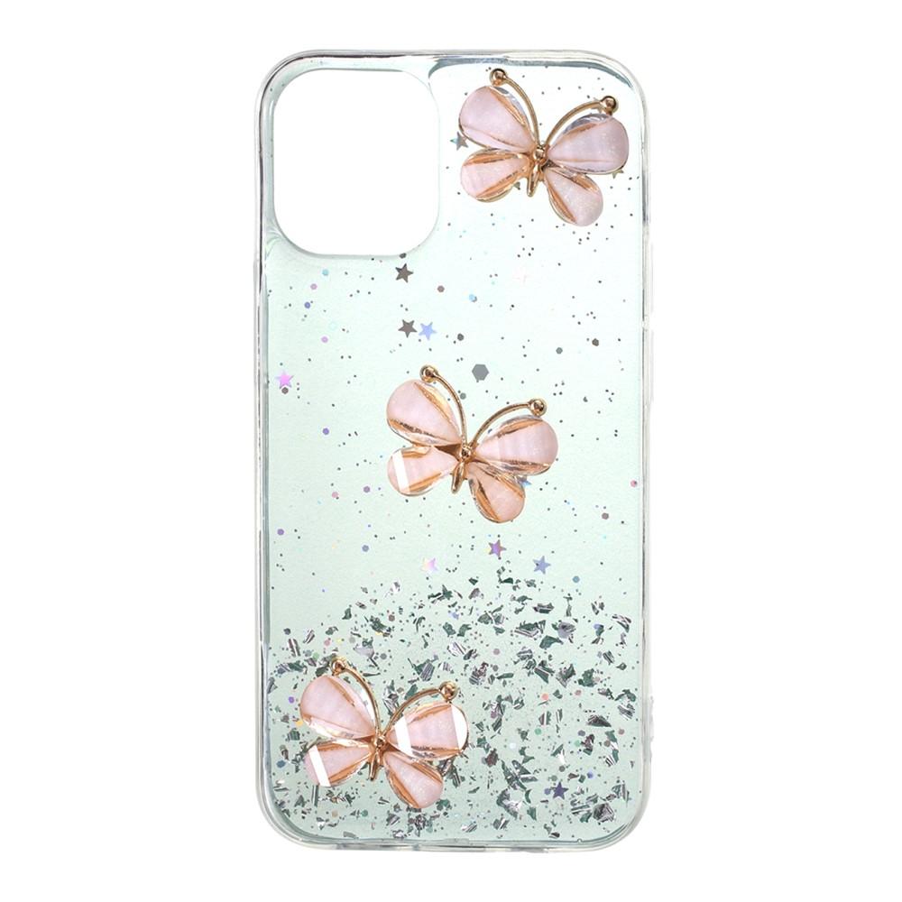 Husa silicon Apple iPhone 12 Pro Max model Epoxy Glitter Butterflies 5D, Silicon, TPU Viceversa Verde