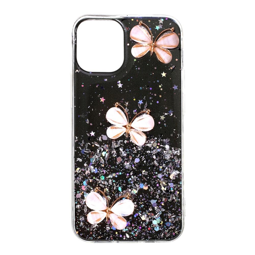 Husa silicon Apple iPhone 12 Pro Max model Epoxy Glitter Butterflies 5D, Silicon, TPU Viceversa Negru