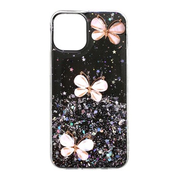 Husa silicon Apple iPhone 12 Mini model Epoxy Glitter Butterflies 5D, Silicon, TPU Viceversa Negru
