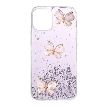 Husa silicon Apple iPhone 12 Mini model Epoxy Glitter Butterflies 5D, Silicon, TPU Viceversa Mov