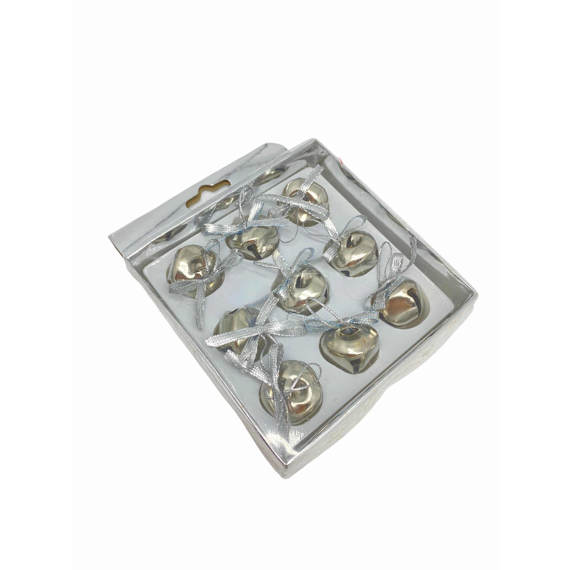 Set 9 clopotei decorativi pentru bradul de Craciun, Atelier, Argintiu