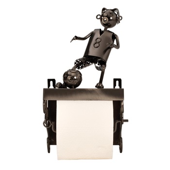 Suport pentru hartie igienica, din metal, model fotbalist, 28x15 cm Suport pentru hartie igienica, din metal, model fotbalist, 28x15 cm