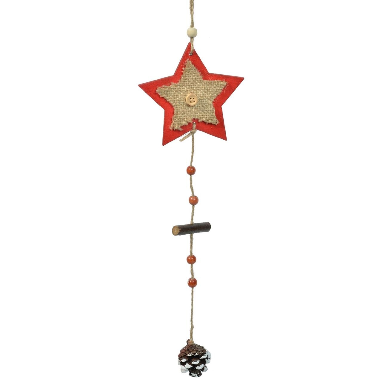 Figurina decorativa, Zola®, din lemn, pentru sarbatori, care atarna, cu stelutat si con, 44 cm