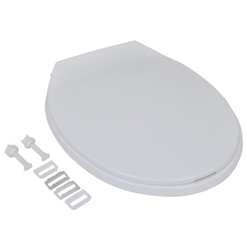 Set de 2 capace de toaleta cu inchidere silentioasa, vidaXL, Plastic, 46 x 34 cm, Alb Set de 2 capace de toaleta cu inchidere silentioasa, vidaXL, Plastic, 46 x 34 cm, Alb