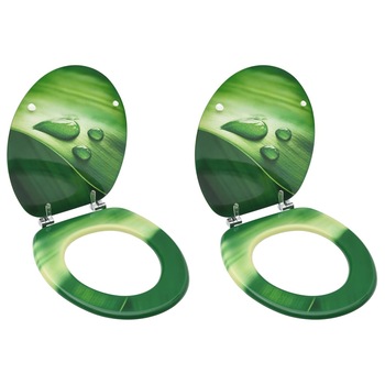 Set 2 capace de toaleta, vidaXL, MDF, Model picaturi, Verde, 42,5 x 35,8 cm Set 2 capace de toaleta, vidaXL, MDF, Model picaturi, Verde, 42,5 x 35,8 cm
