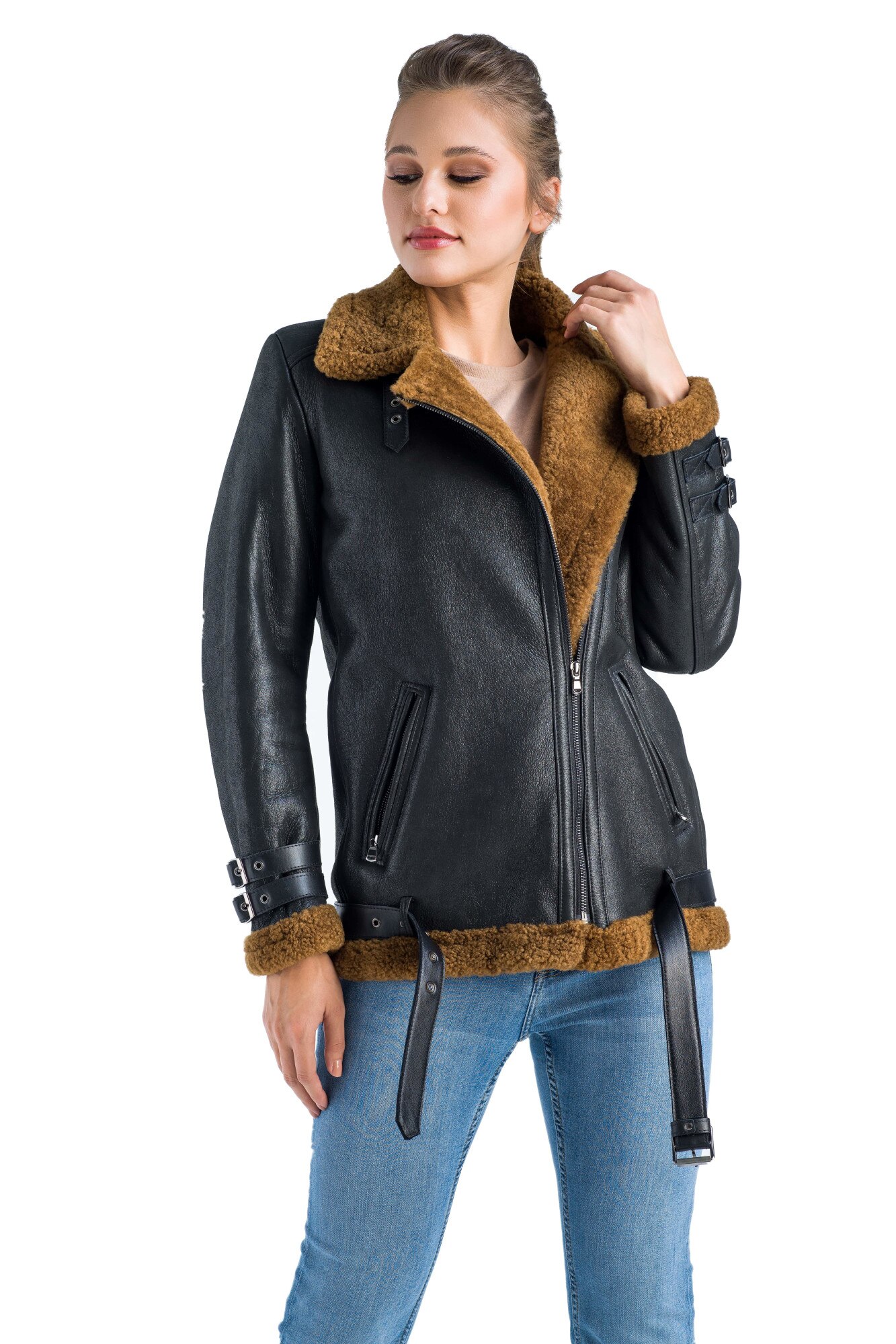 Jacheta bomber din blana de miel 2020