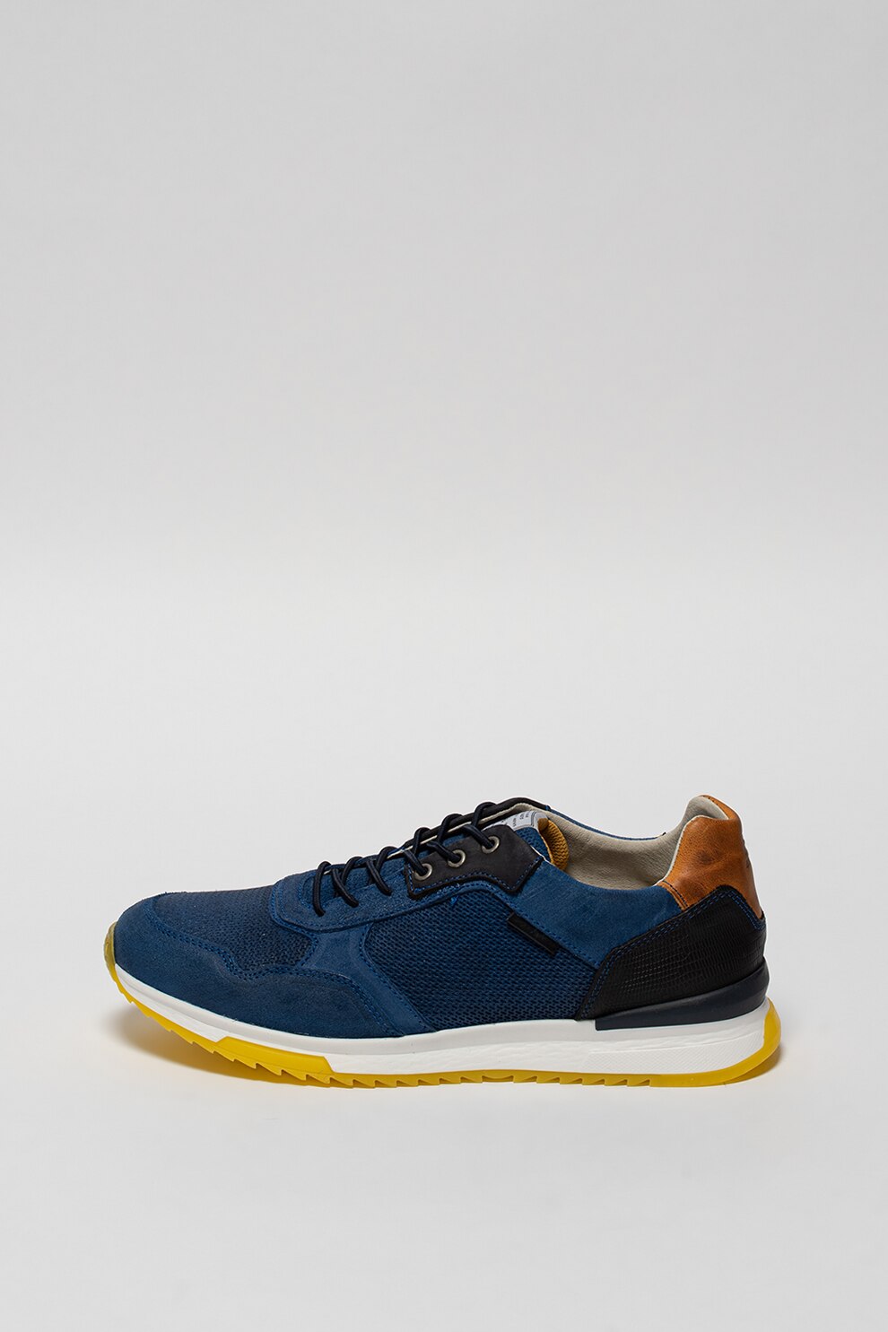 Bullboxer, Pantofi sport de piele intoarsa cu aspect colorblock, Albastru inchis, 44