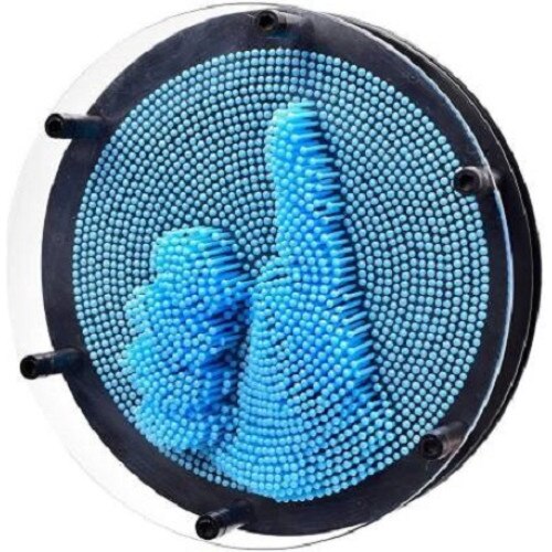 Tablou decorativ cerc Pin Art 3D diametru 20 cm, albastru