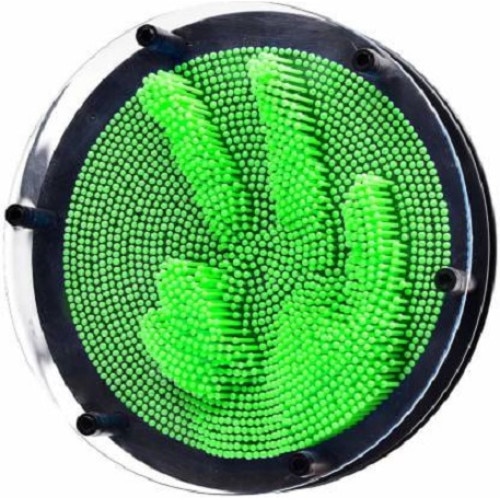 Tablou decorativ cerc Pin Art 3D diametru 20 cm, verde