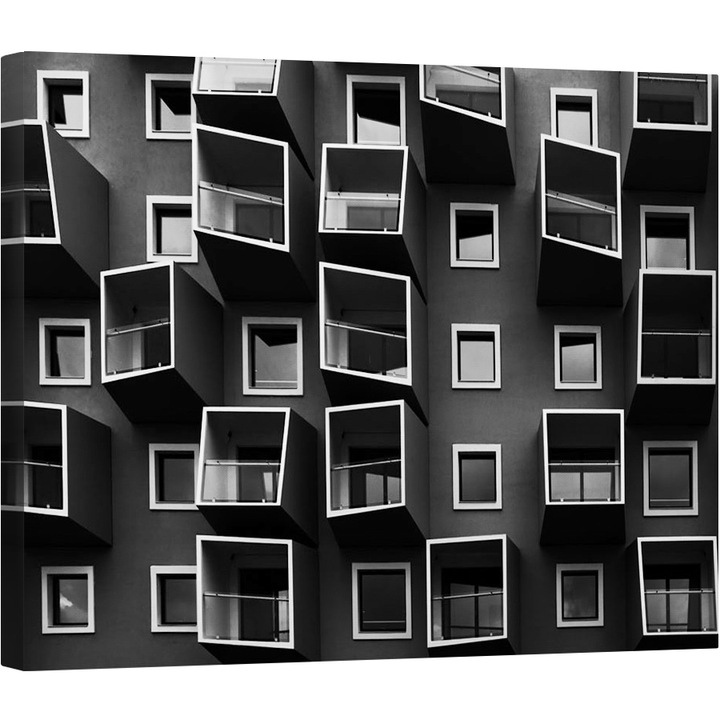 Élet dobozokban, Építészet, Házak, Ablak, Épület, Ház - Vászonkép, 40 x 50 cm