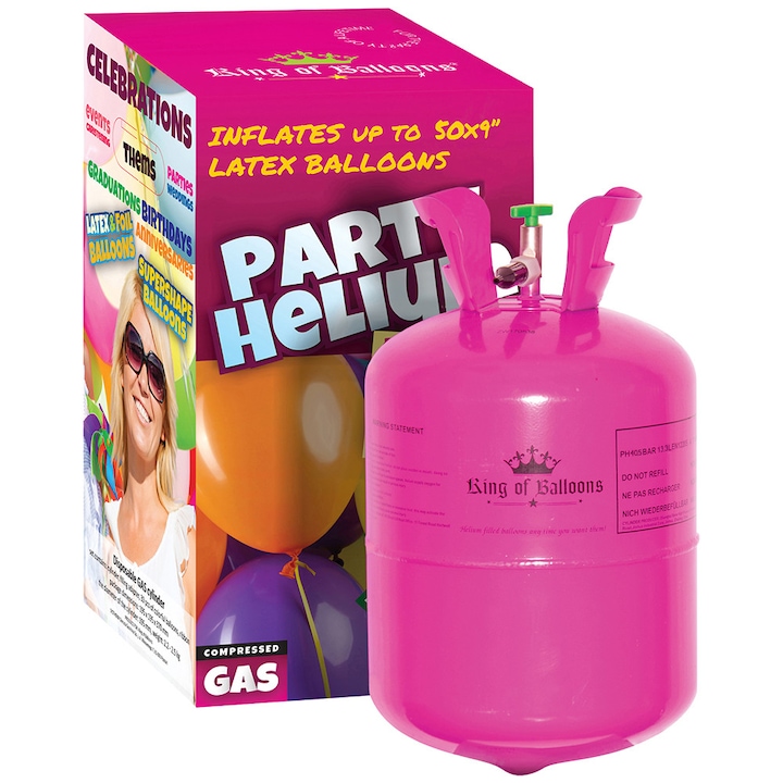 Butelie heliu de unica folosinta pentru 50 baloane latex de 24cm - Balloons Shop