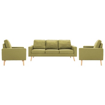 Set de 3 canapele tapitate, vidaXL, Tesatura, 77 x 71 x 80 cm, Verde Set de 3 canapele tapitate, vidaXL, Tesatura, 77 x 71 x 80 cm, Verde