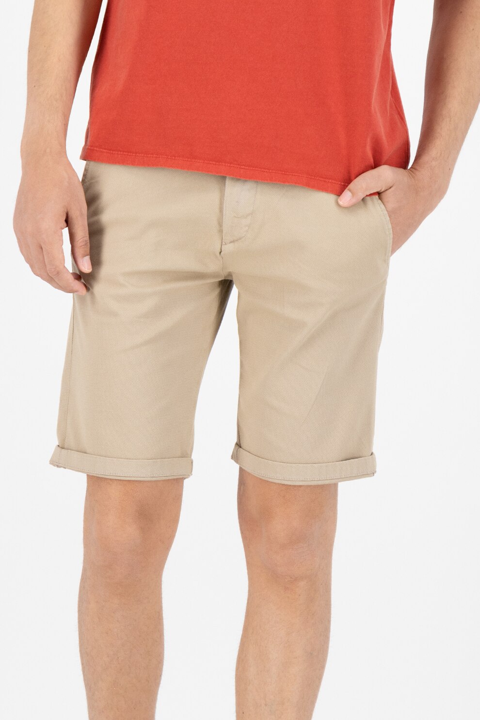 GUESS JEANS, Bermude chino cu talie medie, Maro camel