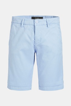 GUESS JEANS, Bermude chino cu talie medie, Albastru deschis GUESS JEANS, Bermude chino cu talie medie, Albastru deschis