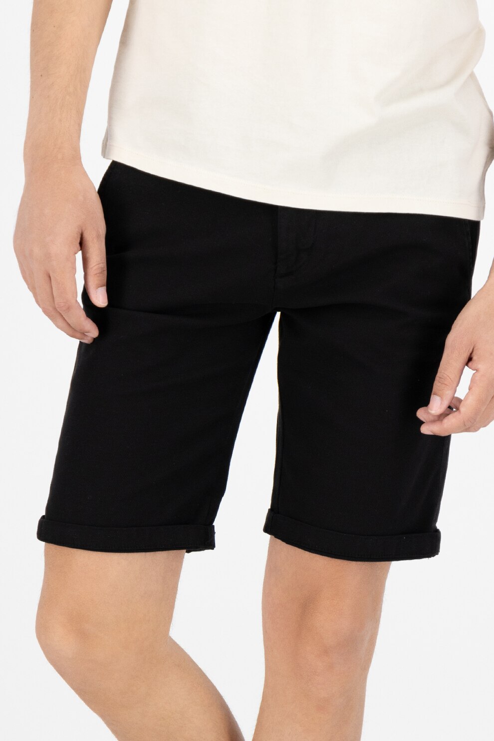 GUESS JEANS, Bermude chino cu talie medie, Negru