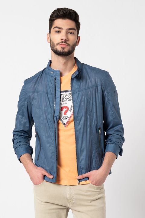 GUESS, Яке от еко кожа, Бледосин, L