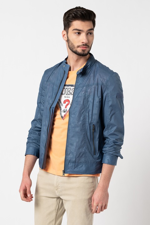 GUESS, Яке от еко кожа, Бледосин, L