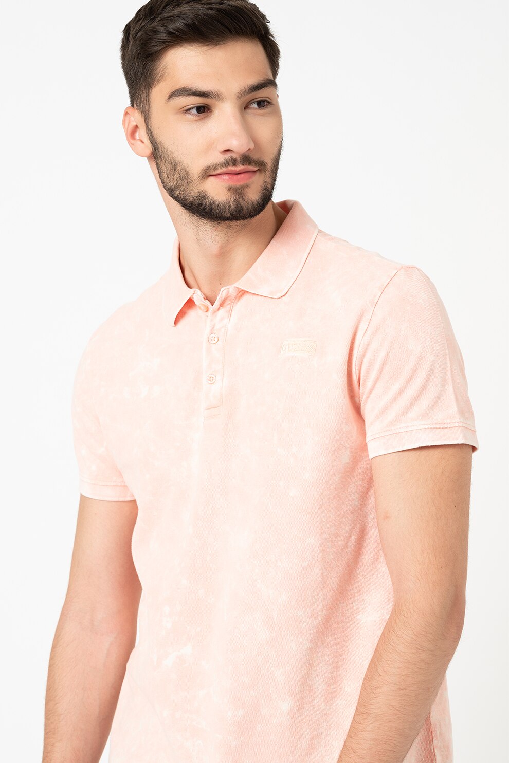 GUESS JEANS, Tricou polo de bumbac, Roz