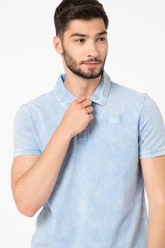 GUESS JEANS - Памучна тениска с яка, Лавандулово синьо