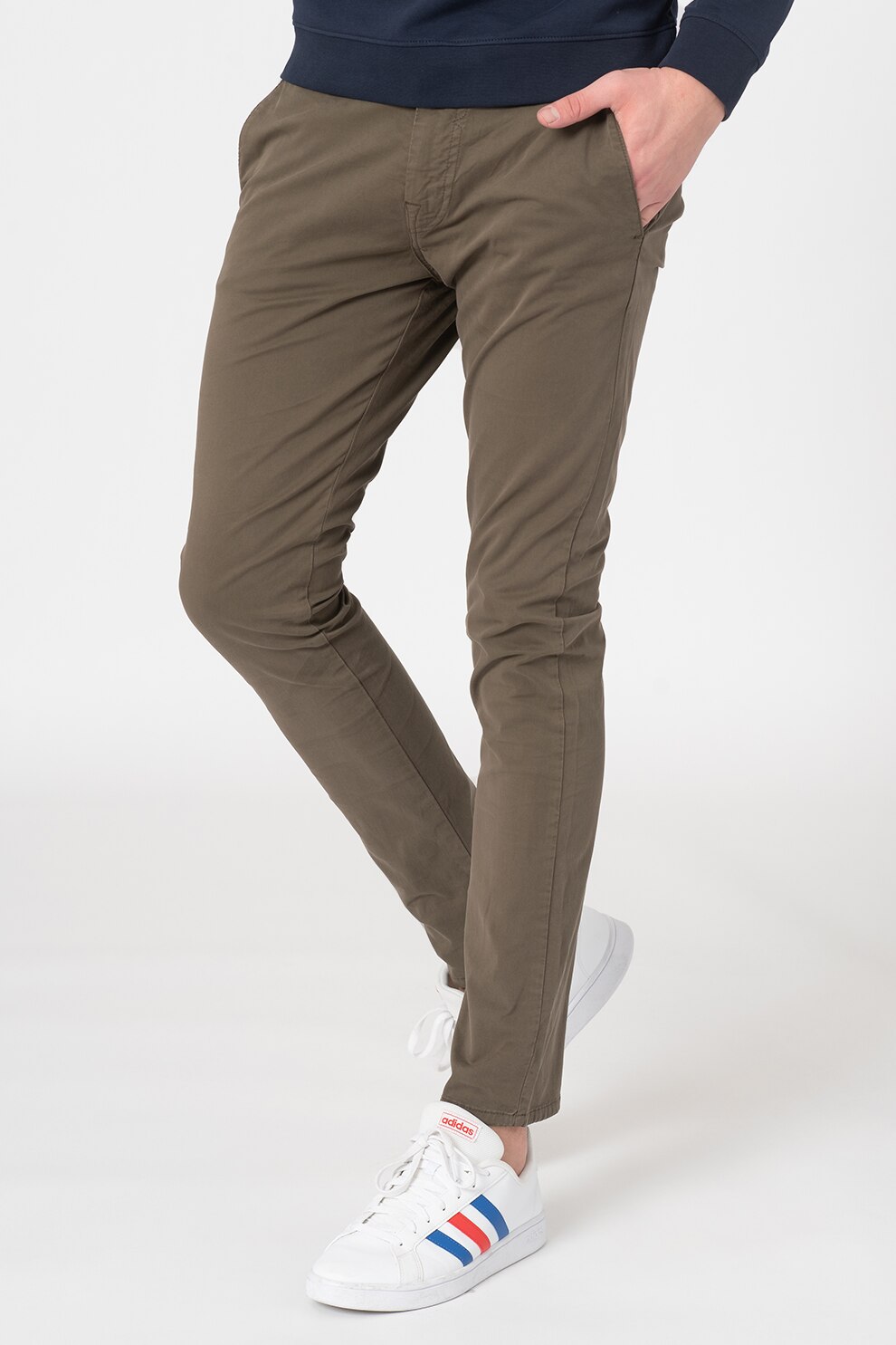 GUESS JEANS, Pantaloni chino slim fit, Verde militar