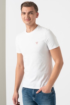 GUESS JEANS, Tricou slim fit de bumbac, Alb GUESS JEANS, Tricou slim fit de bumbac, Alb