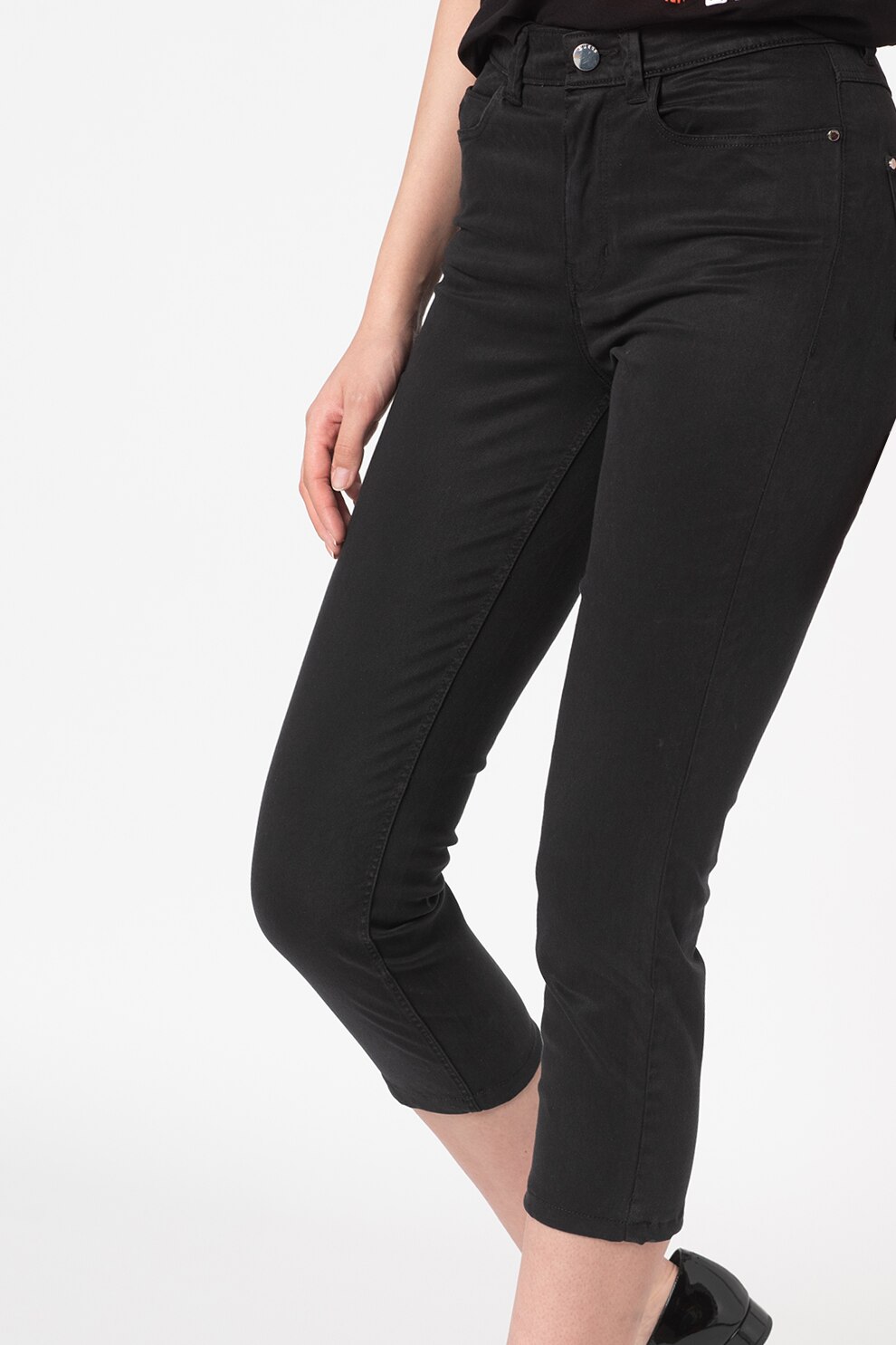GUESS JEANS, Pantaloni crop skinny fit, Negru