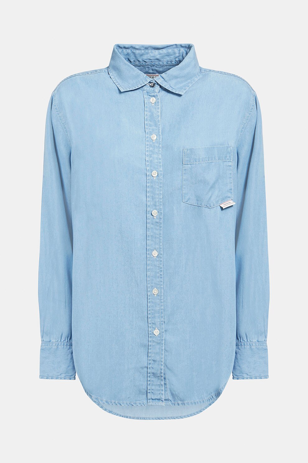 GUESS JEANS, Camasa din chambray cu buzunare pe piept, Albastru deschis
