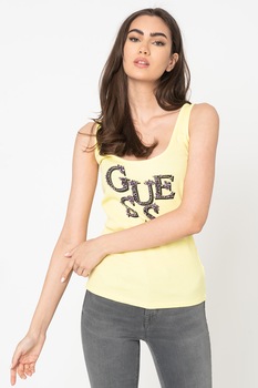 GUESS JEANS, Top cu strasuri, Galben GUESS JEANS, Top cu strasuri, Galben