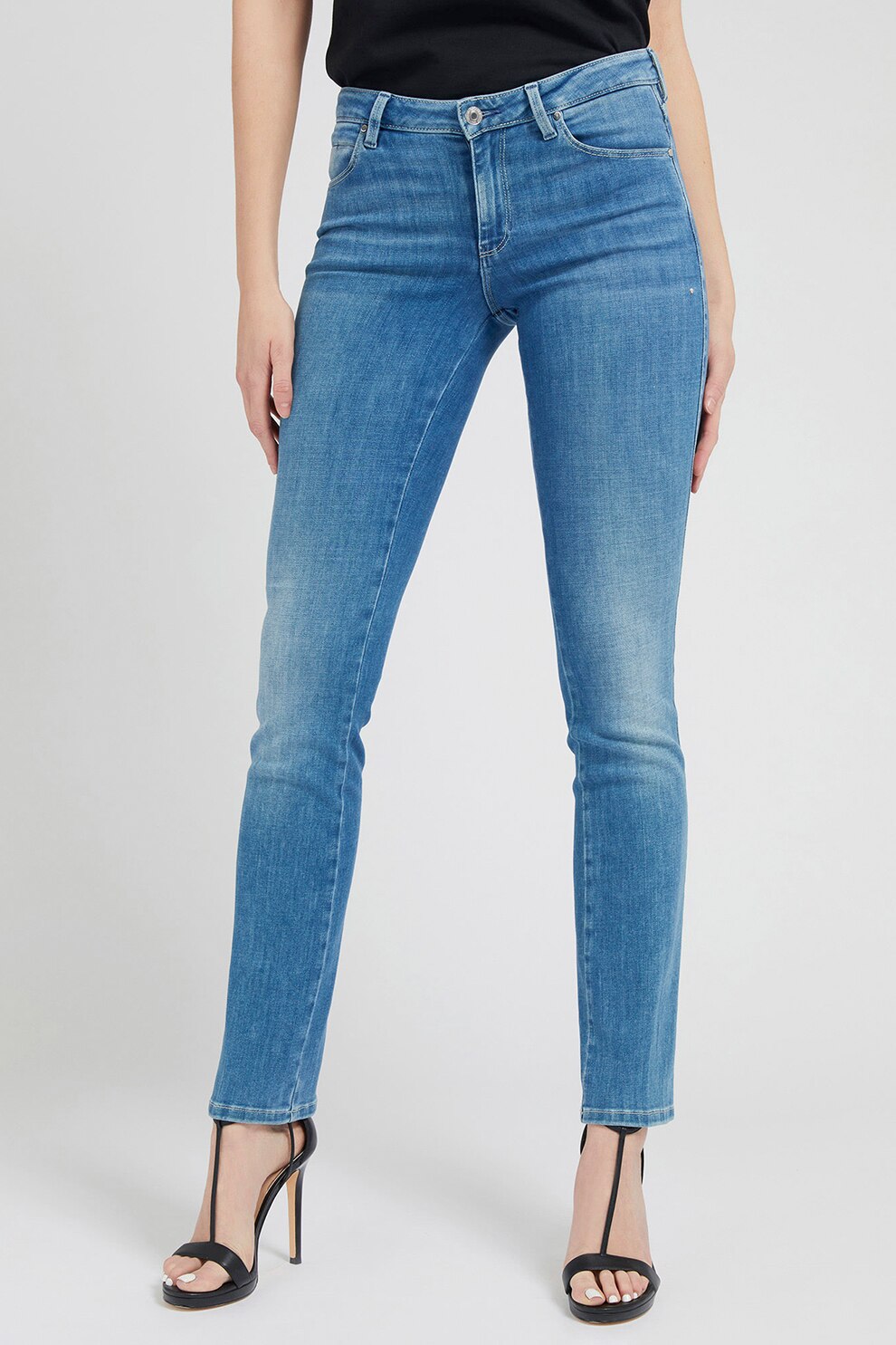 GUESS JEANS, Blugi skinny cu talie regular, Albastru, W25-L32