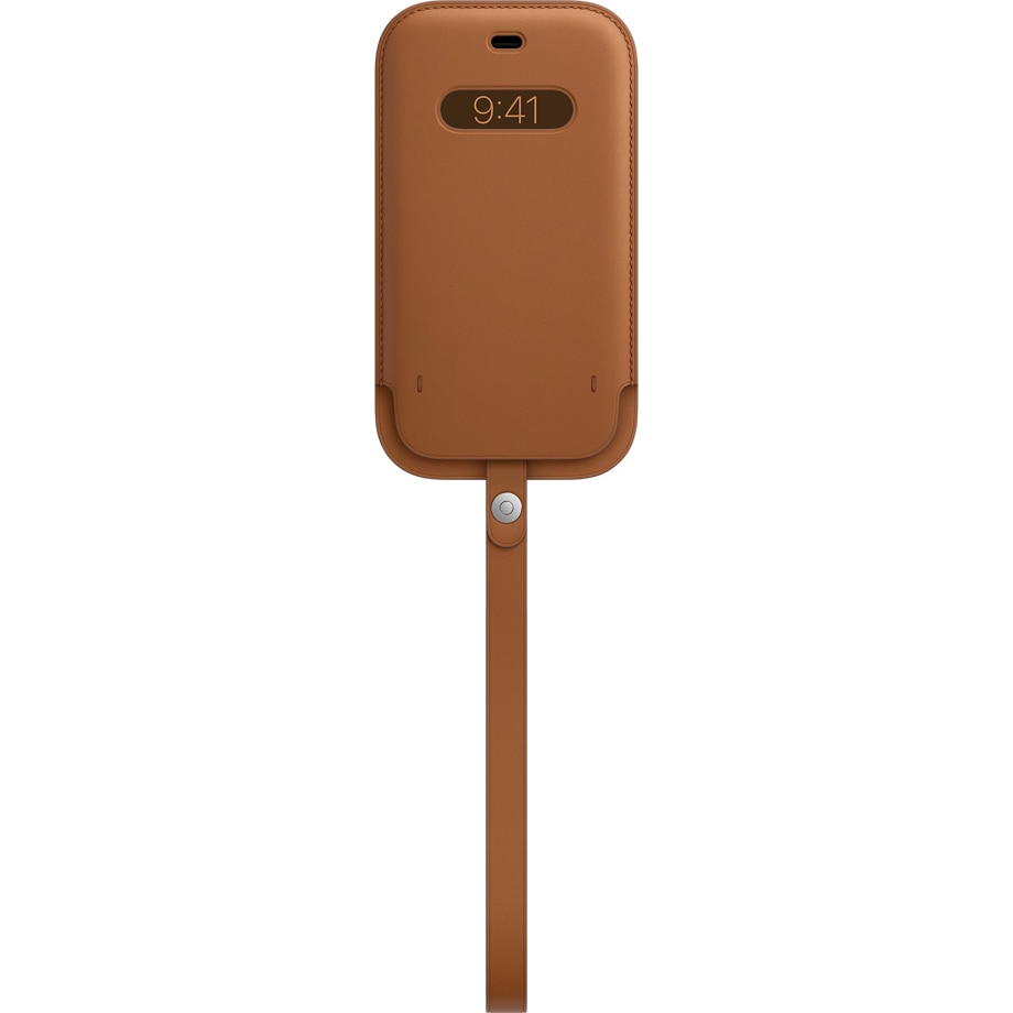 Husa de protectie Apple pentru iPhone 12 | 12 Pro, Leather Sleeve, MagSafe, Saddle Brown