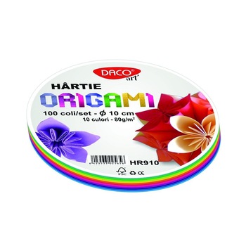 Hartie origami 10 cm, 100/ set DACO Hartie origami 10 cm, 100/ set DACO