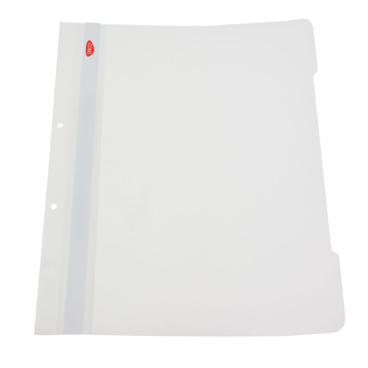 Dosar plastic cu sina metalica alb, Daco